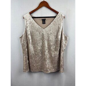 Women’s New Directions Size 2X Champagne Velvet Sleeveless Blouse with Lace Back